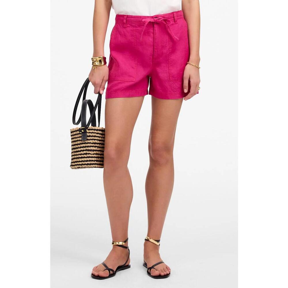 NWT! Madewell Drawstring Linen Shorts Pink Size XS